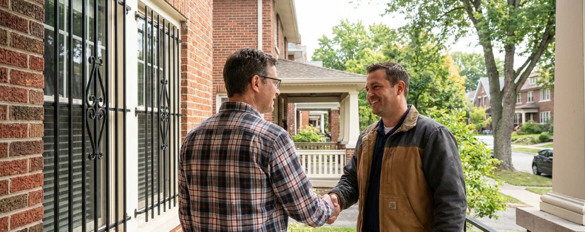 Homeowner shaking hands installer - Window Security Bars by SWB