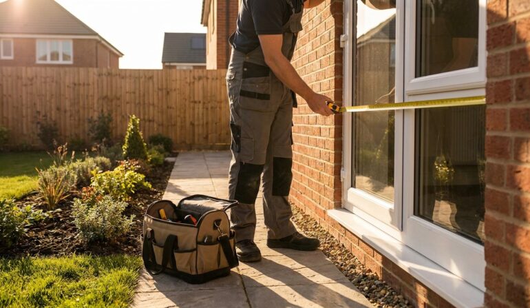 Installer measuring window frame - Window Security Bars by SWB