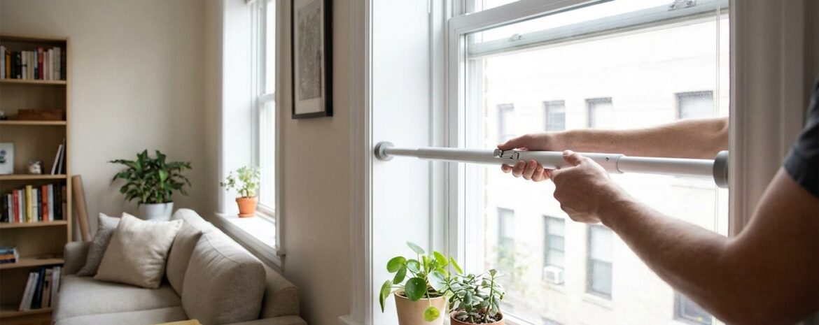 Renter installing removable wind - SWB Window Security Bars
