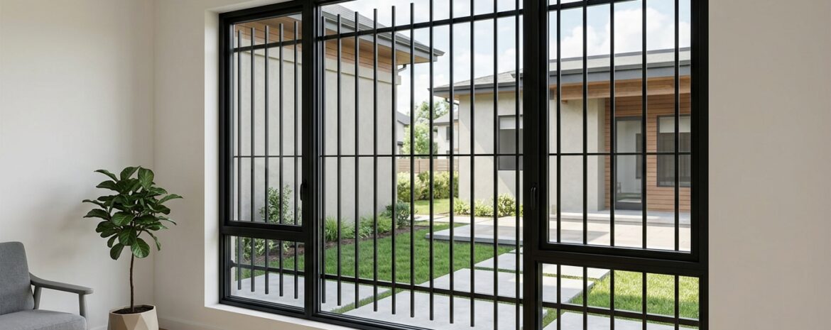 Black Steel Window - window security bar installation