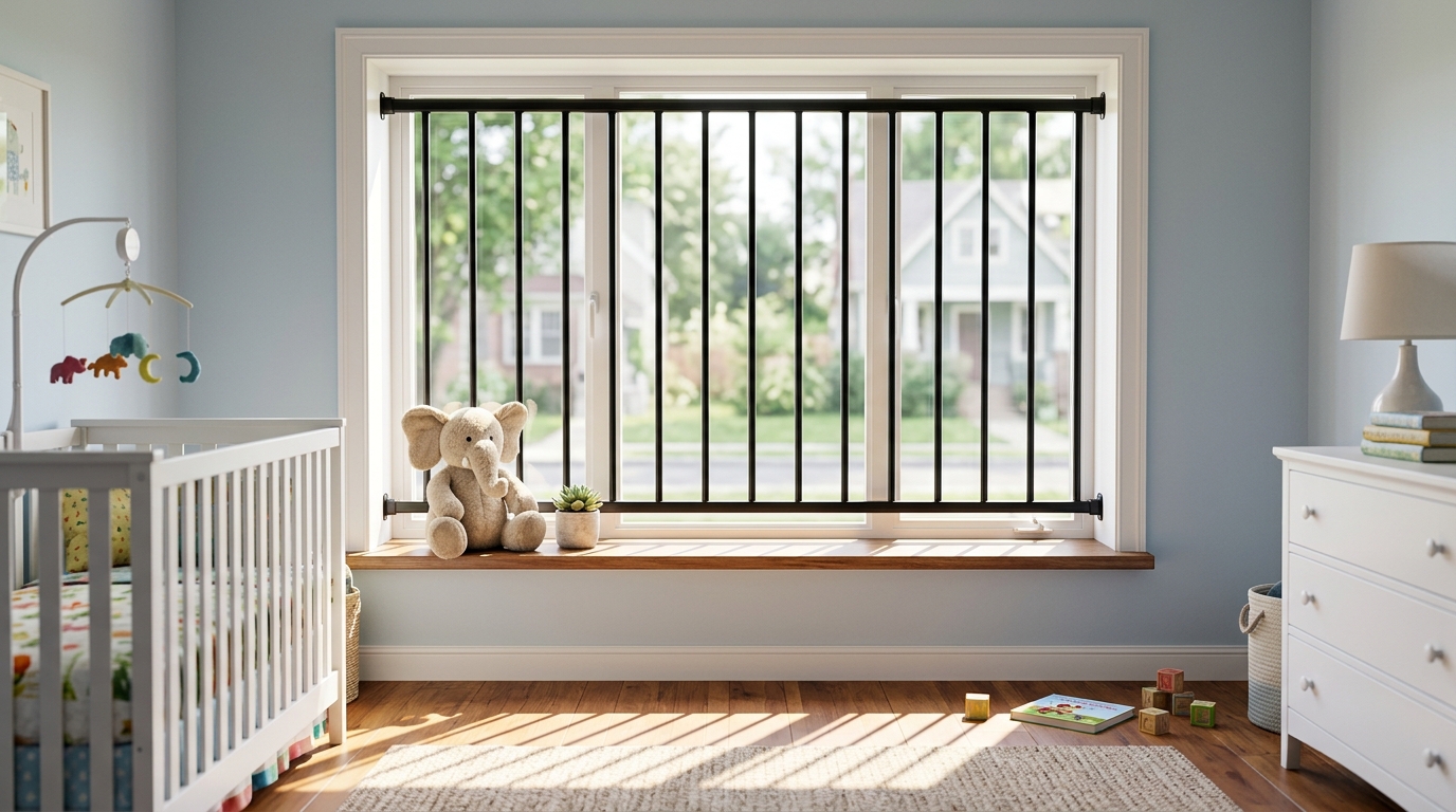 Child safety bars installed nursery