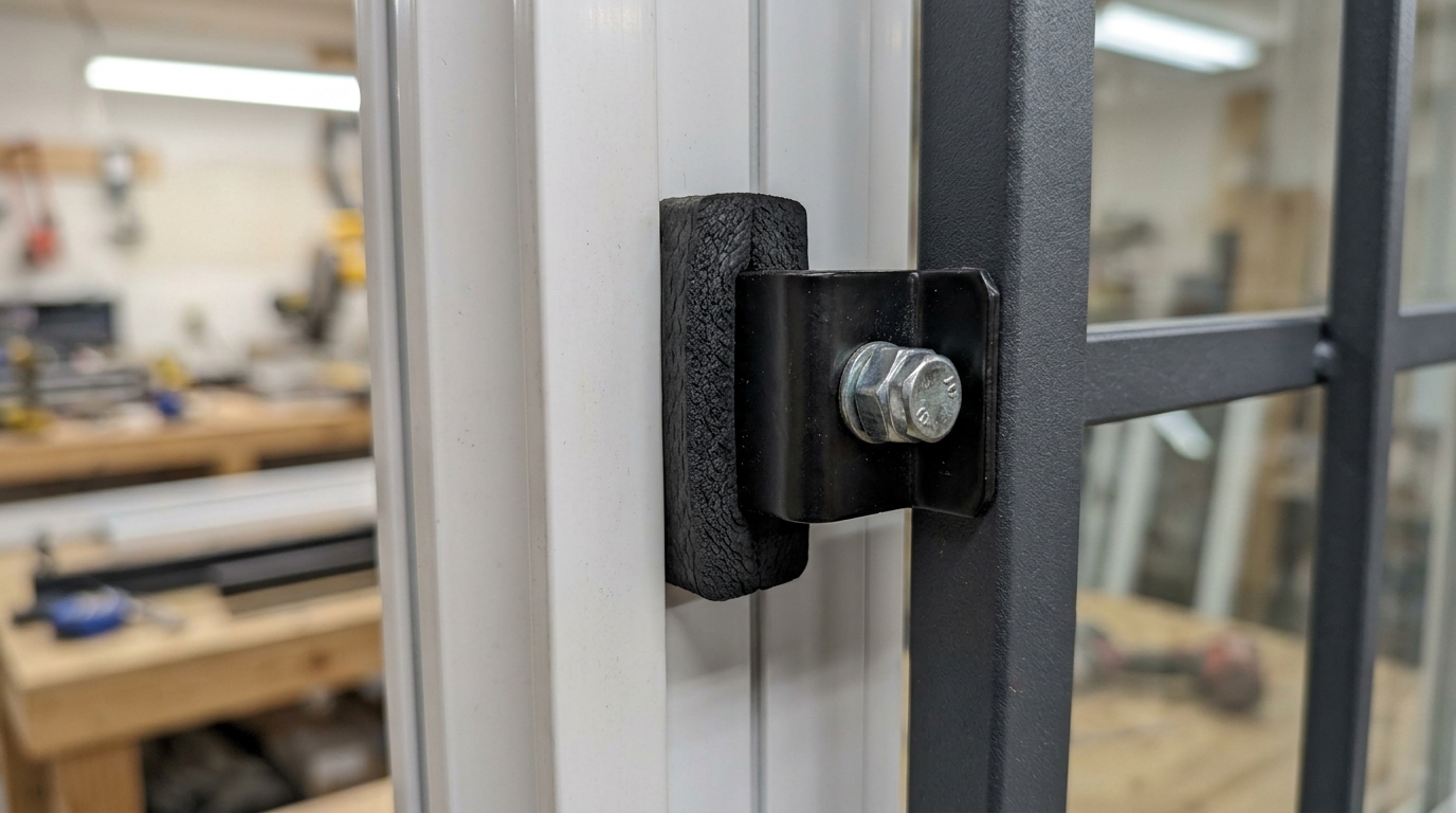 Clamp bracket gripping vinyl frame