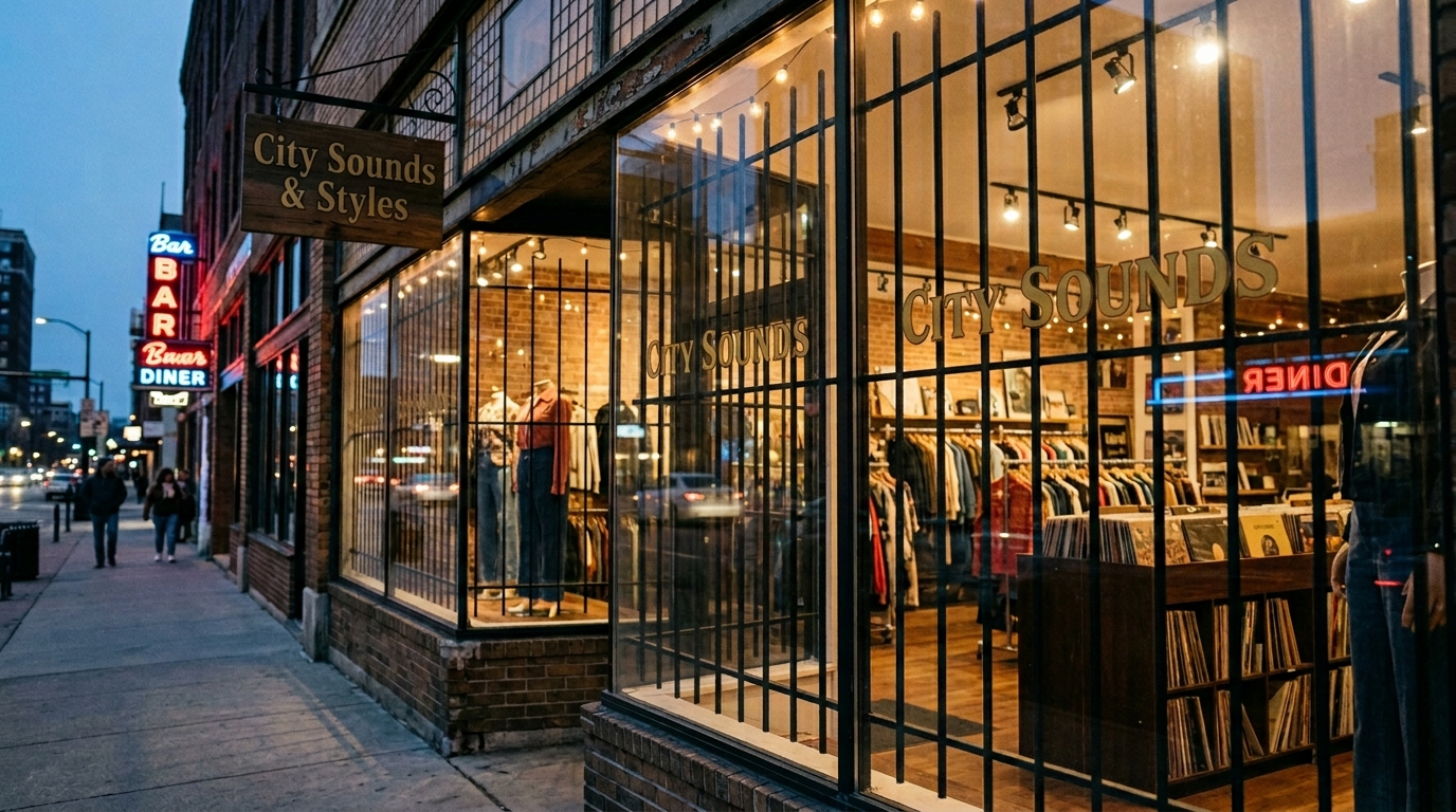 Commercial storefront with burgl…