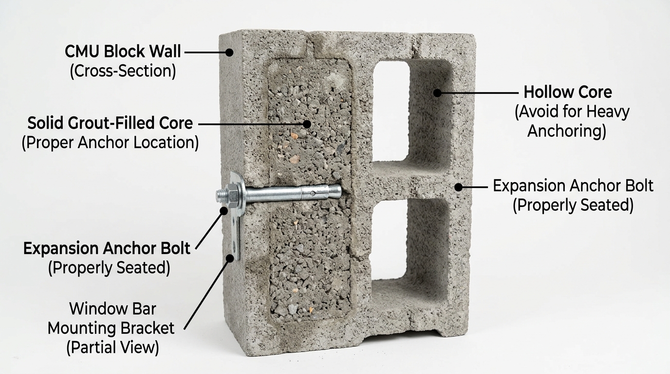 Concrete block anchor