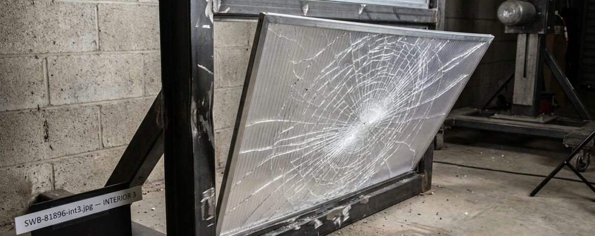 Cracked Polycarbonate Window - window security bar installation