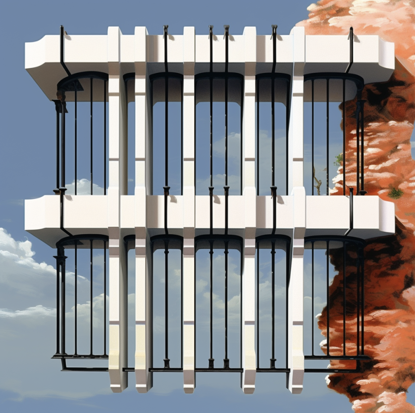 Decorative security window bars on residential property