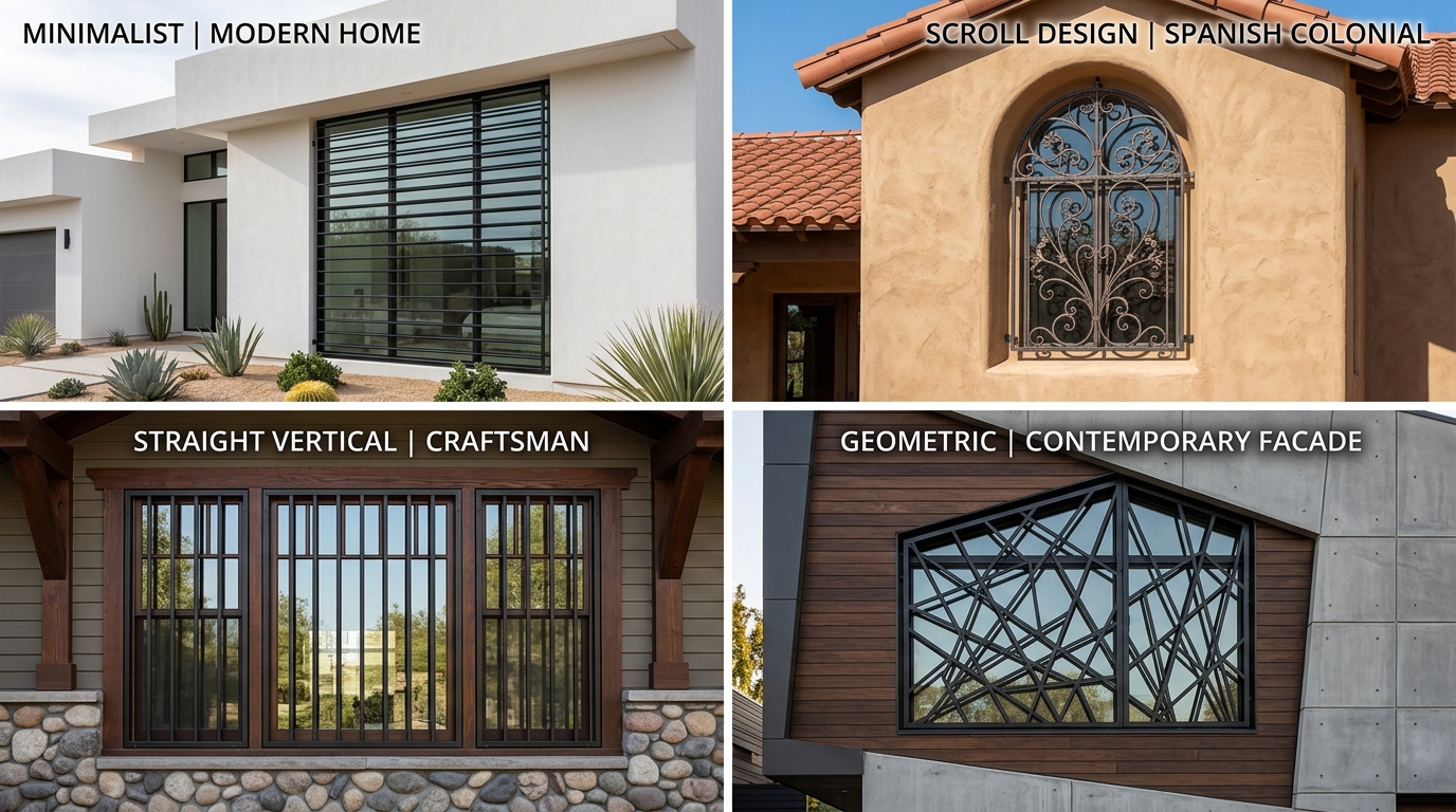 Four decorative window bar styles
