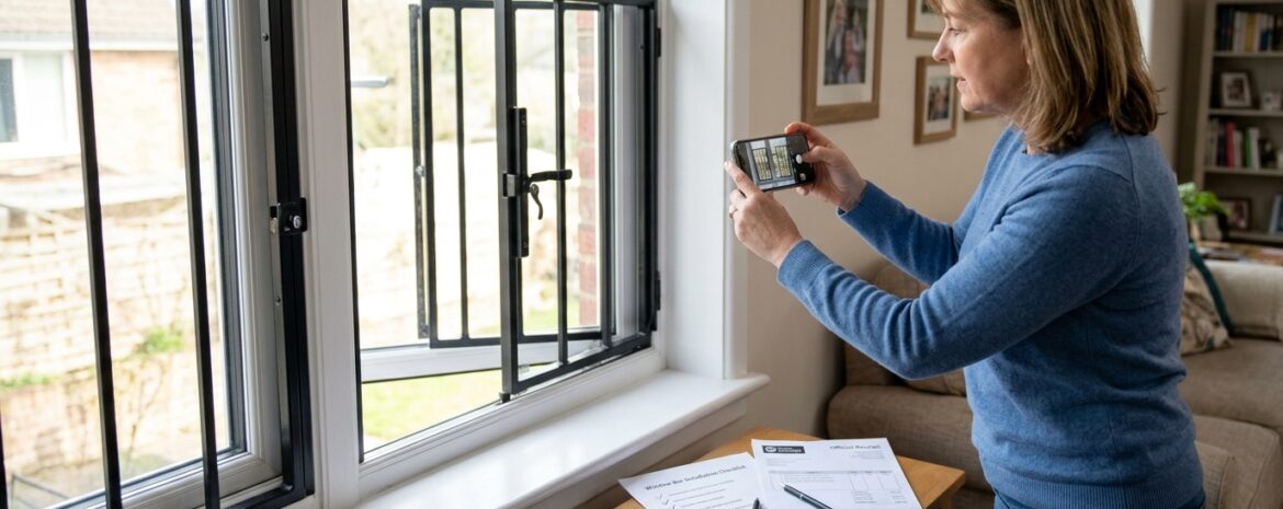 Homeowner Documenting Window - window security bar installation