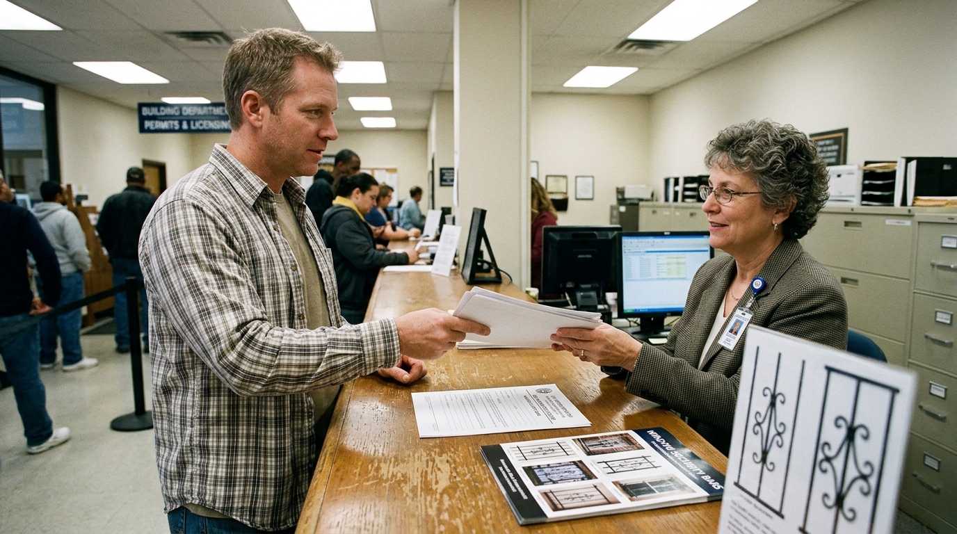 Homeowner filing permit city hall