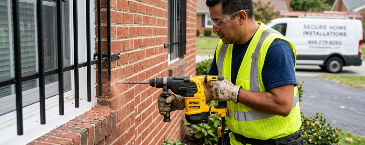 Installer Drilling Masonry - window security bar installation