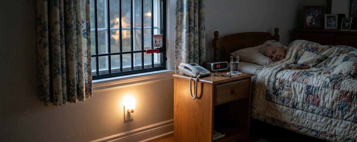 Senior Bedroom Night Safety - window security bar installation