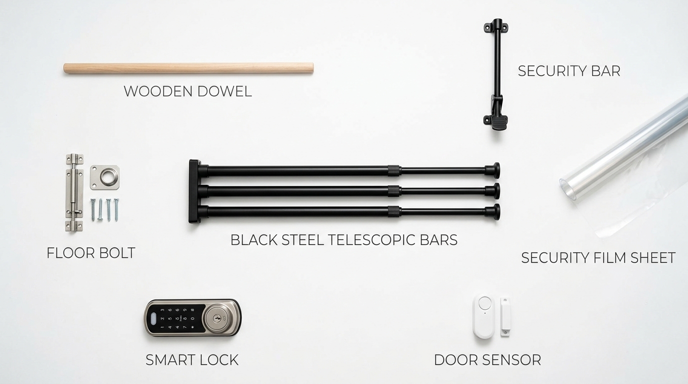 Seven sliding door security methods
