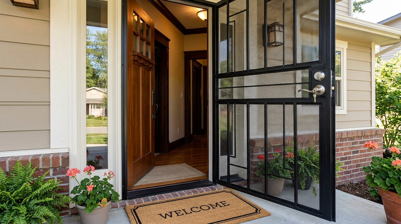 Storm door security bar options
