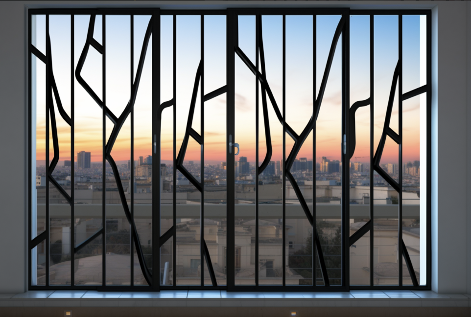 Telescopic adjustable window bars installed on house