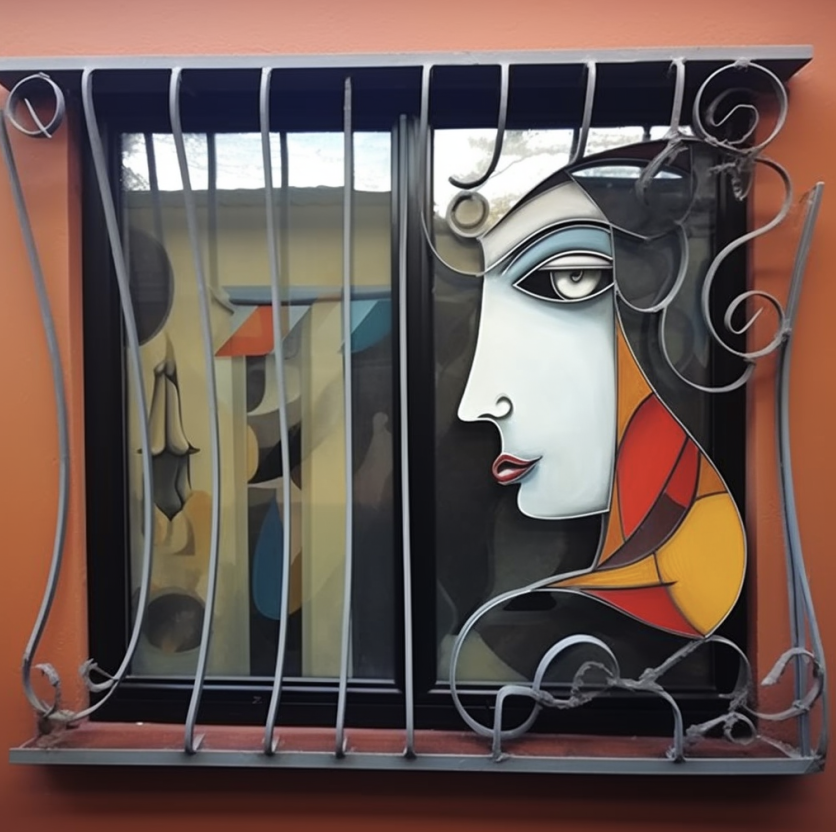 Residential window security bars close up view