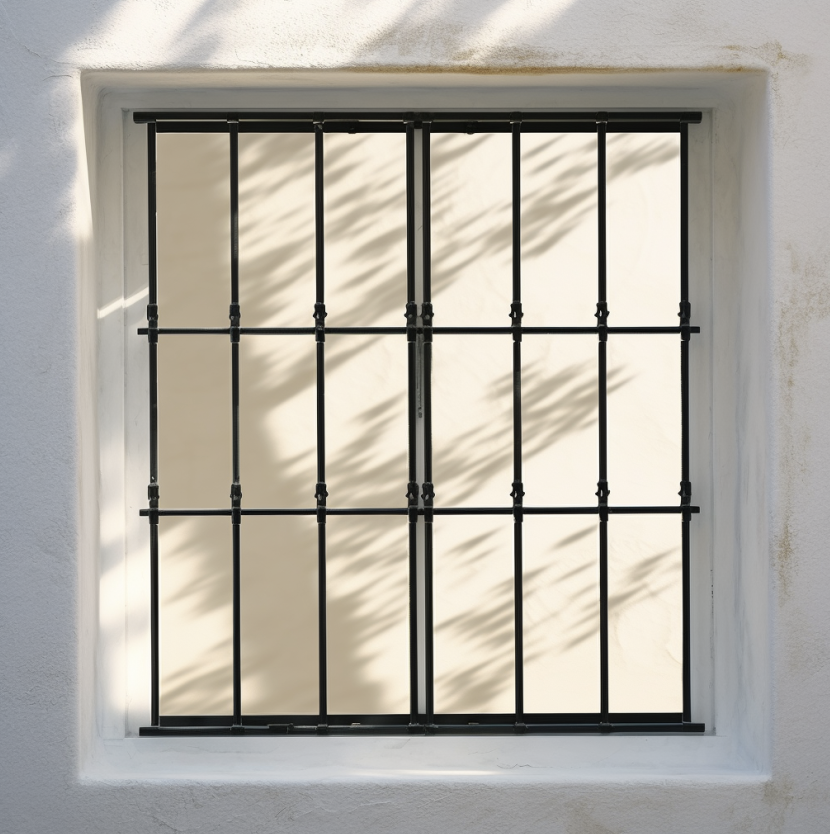 Residential window security bars close up view