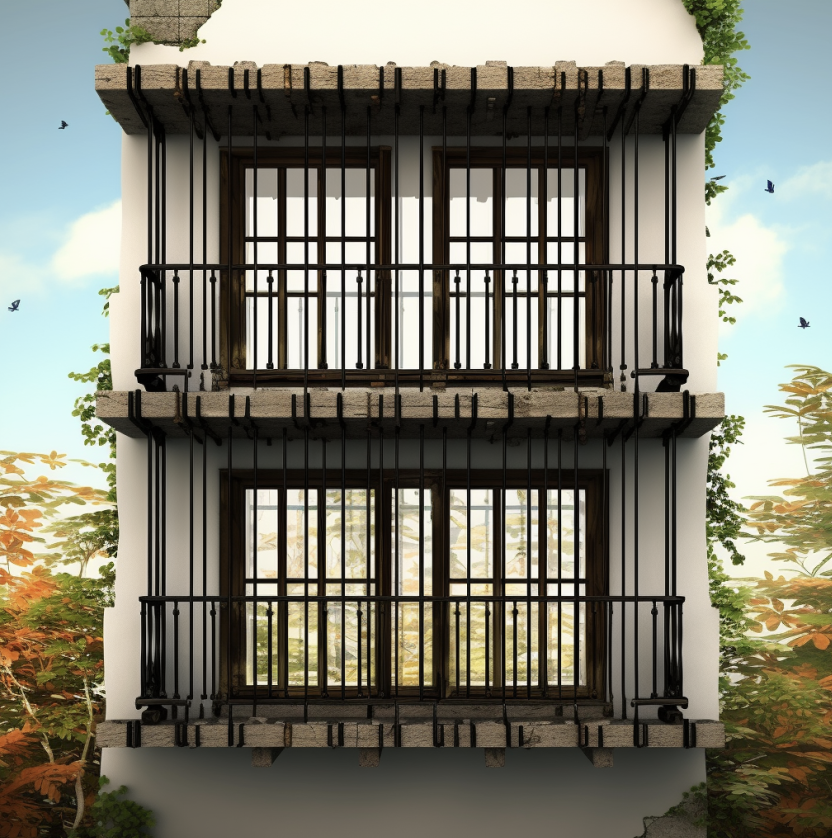 Security bars protecting ground floor windows