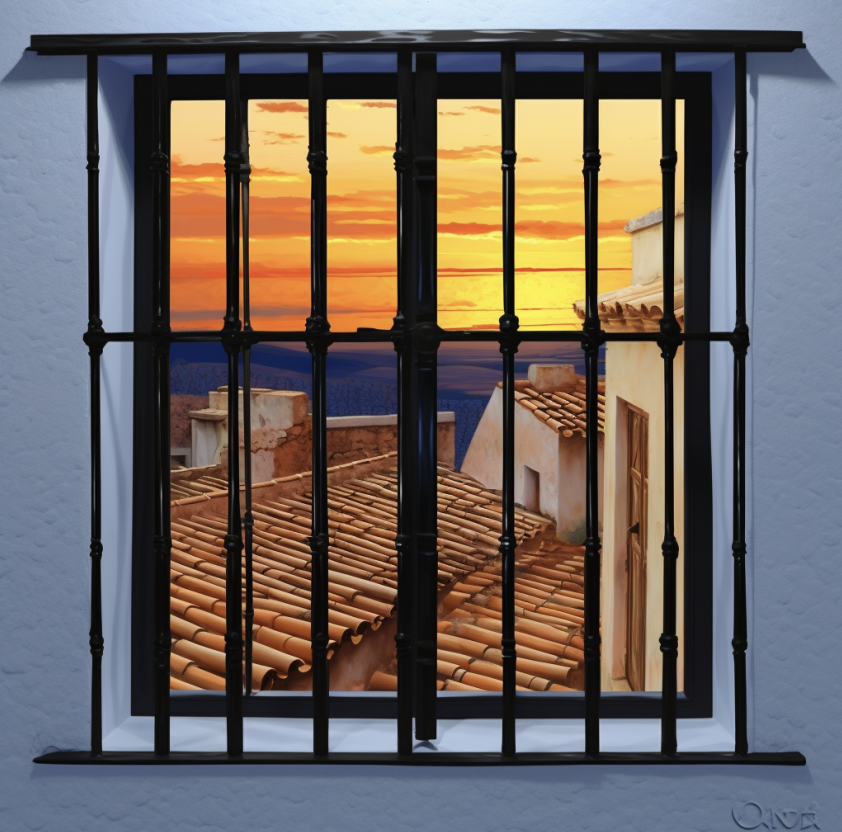 Telescopic adjustable window bars installed on house