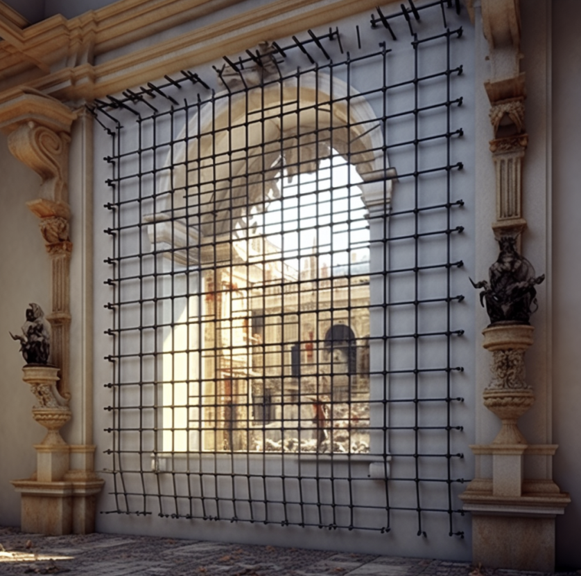 Telescopic adjustable window bars installed on house