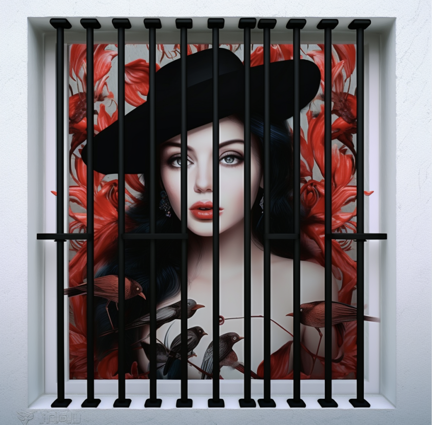 Window security bars on residential property exterior