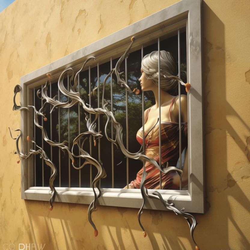 Modern security bars on residential sliding glass door