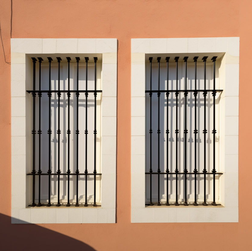 Sliding glass door with steel security bar protection