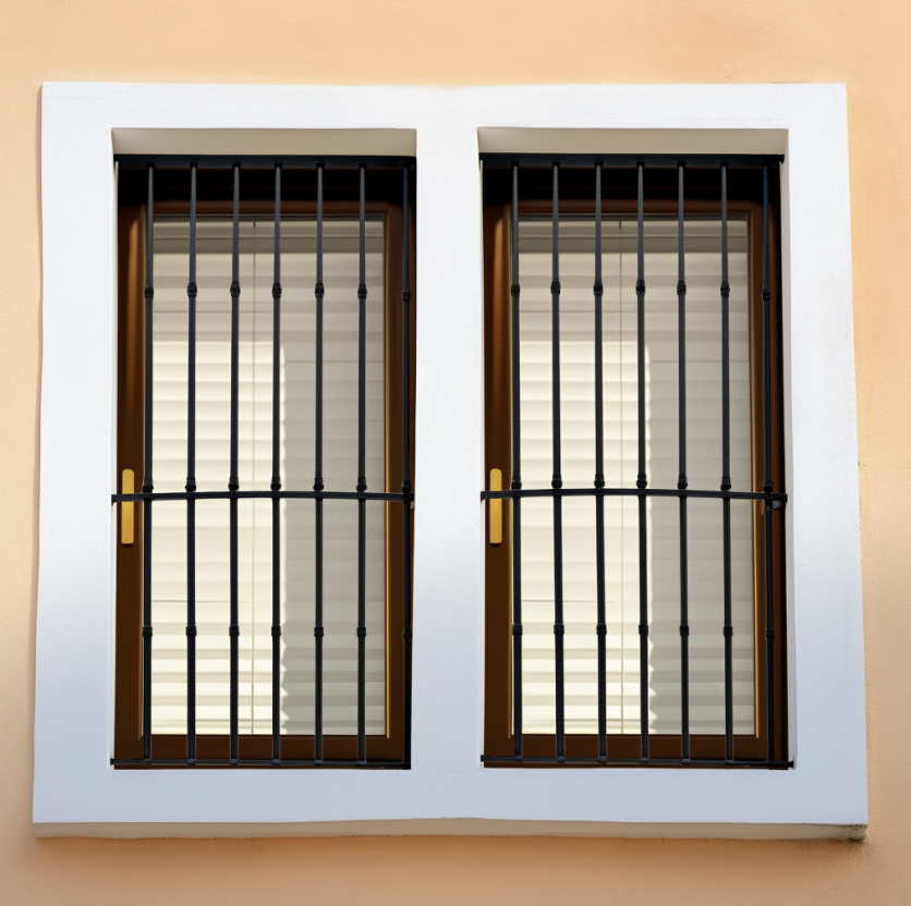 Vacation home window security bars preventing break-ins