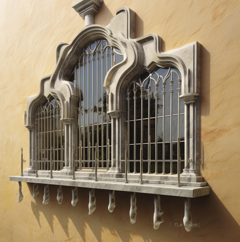 Church window security bars protecting stained glass