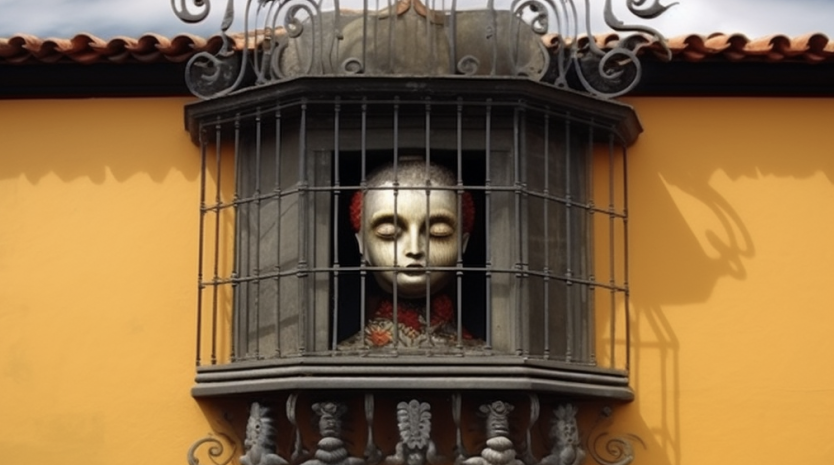Church window security bars protecting stained glass