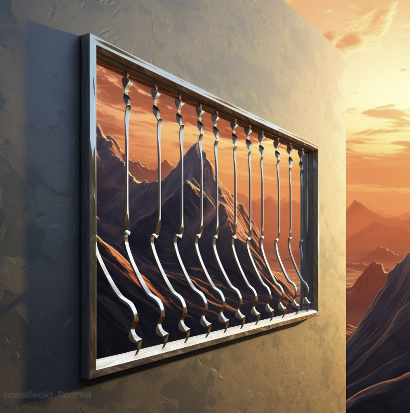 Decorative window security bars with modern sleek design