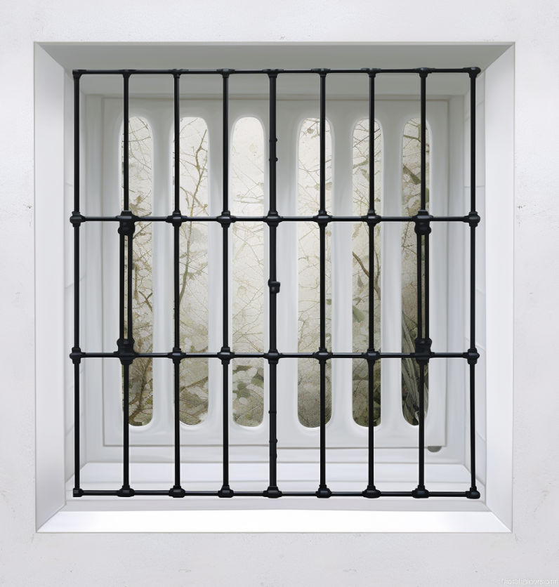 Telescopic adjustable window security bars on modern home