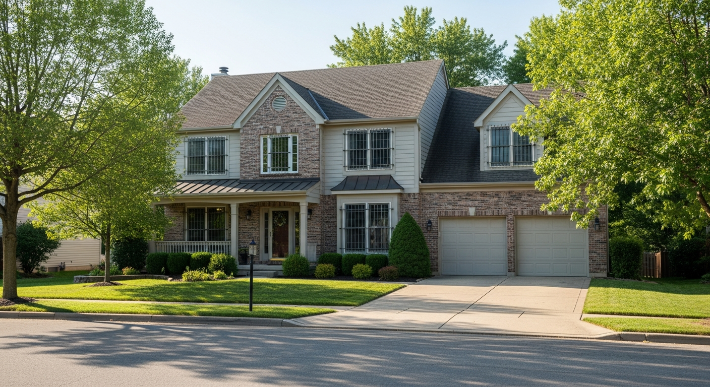 Adjustable window bars on Columbus Ohio suburban home