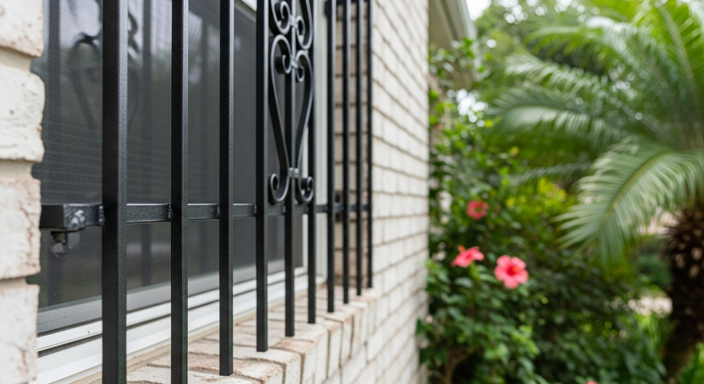 Humidity-resistant window bars close-up in Houston