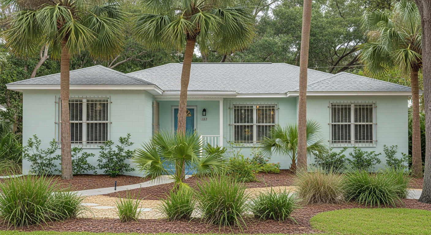 Corrosion-resistant window bars on Jacksonville Florida block home