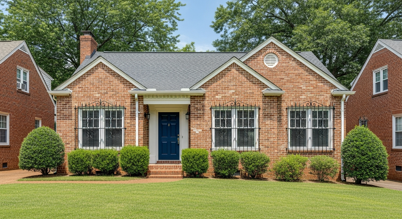 Adjustable window bars on Nashville suburban brick home