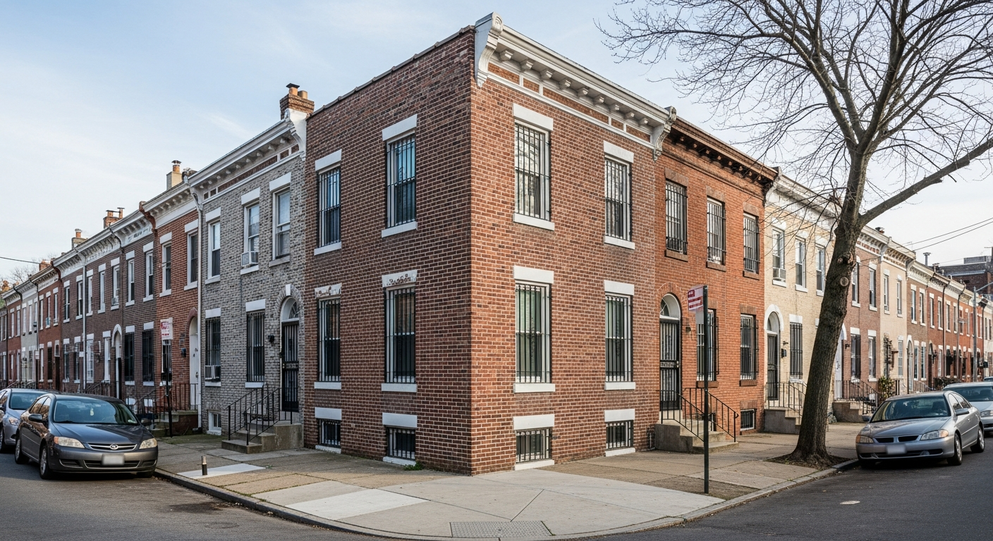 Consistent window bar installation across Philadelphia rowhouses