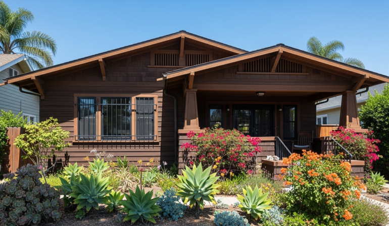 Window security bars on San Diego craftsman bungalow