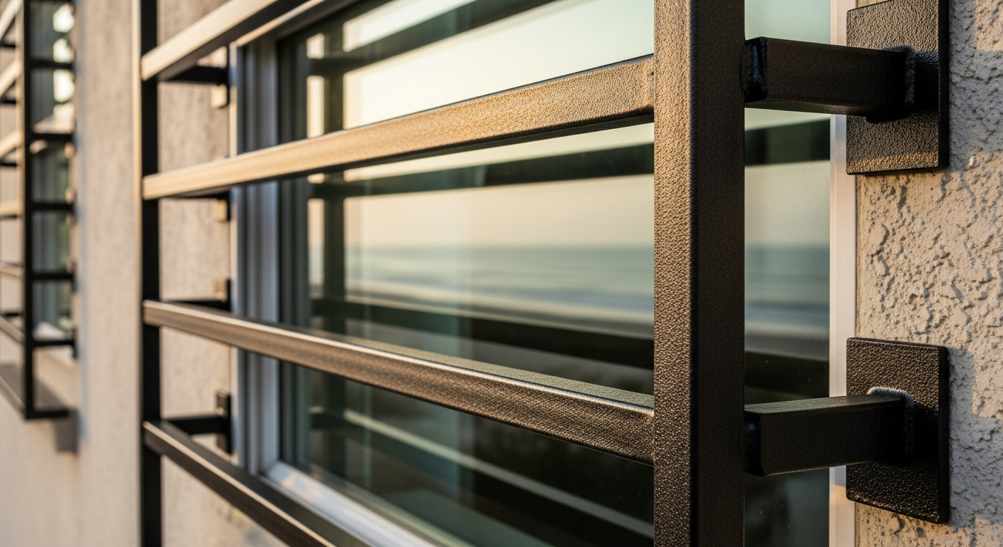 Corrosion-resistant window bars near San Diego coast