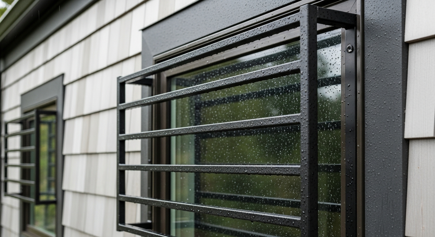 Rust-resistant window bars on Seattle home exterior