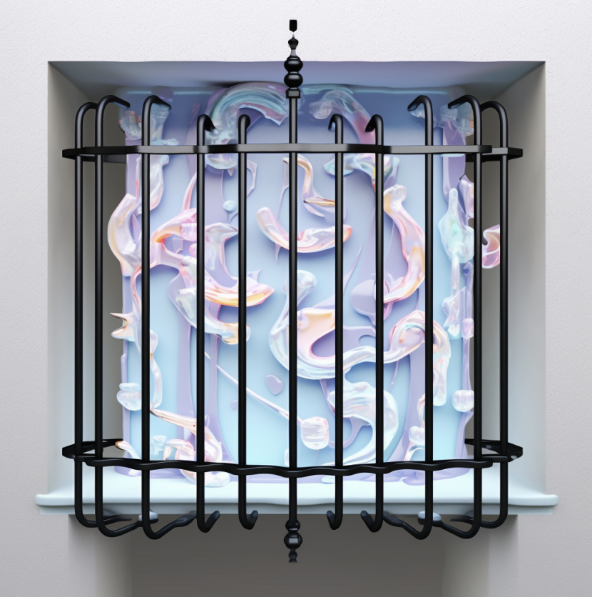 Close-up view of window security bars installation