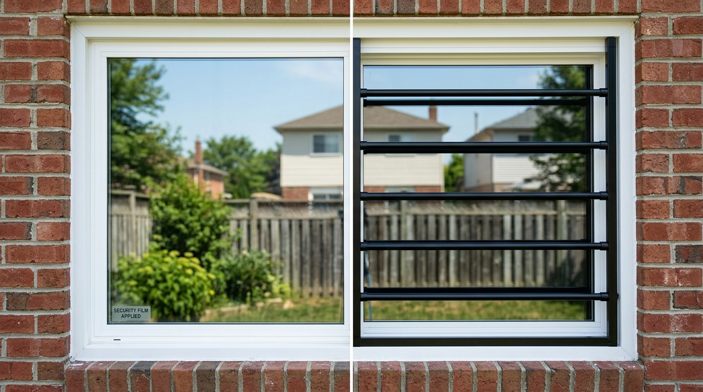 Window security bars versus film
