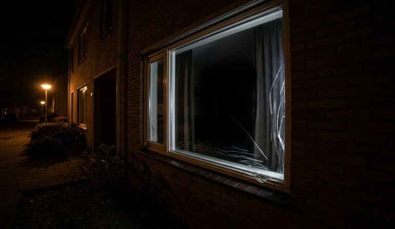 Window With Security Film Damaged