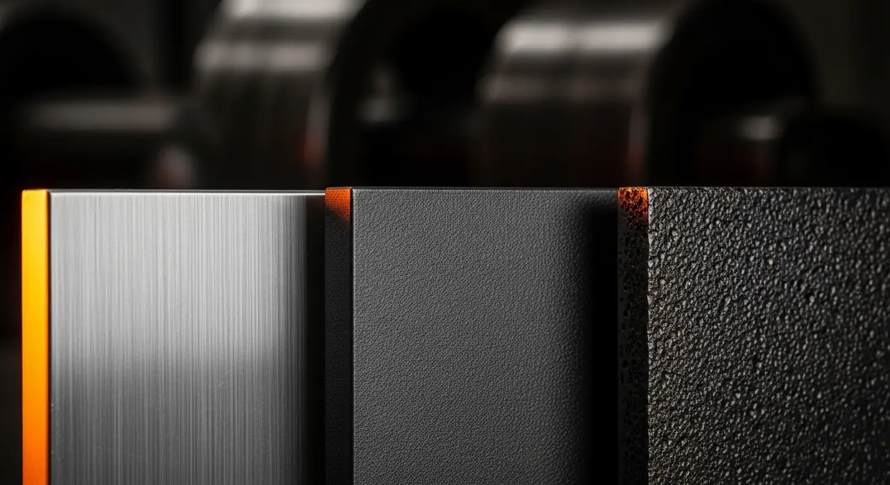 brushed aluminum steel iron — material quality detail