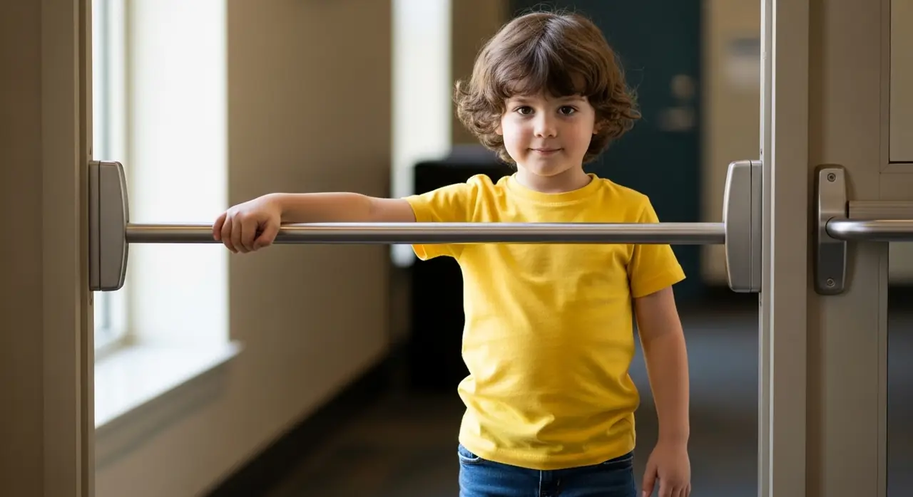 child demonstrating egress jpeg — code compliance documentation