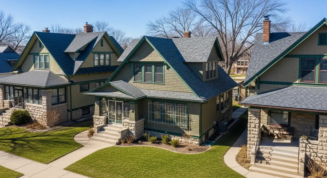 drone overhead nebraska craftsma — residential setting
