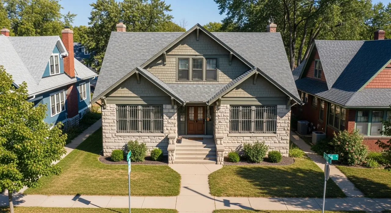 drone overhead nebraska craftsma — residential setting