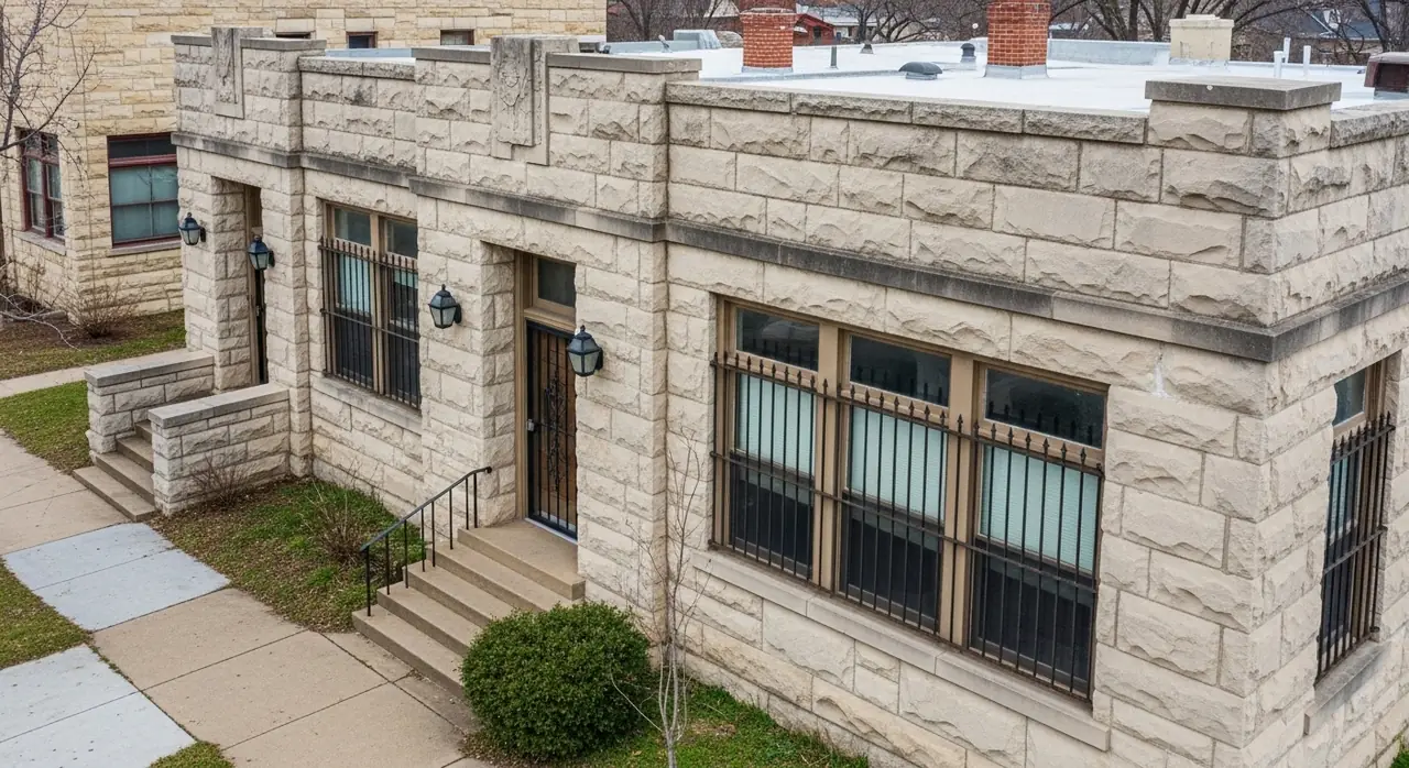 drone overhead oklahoma art deco — residential setting