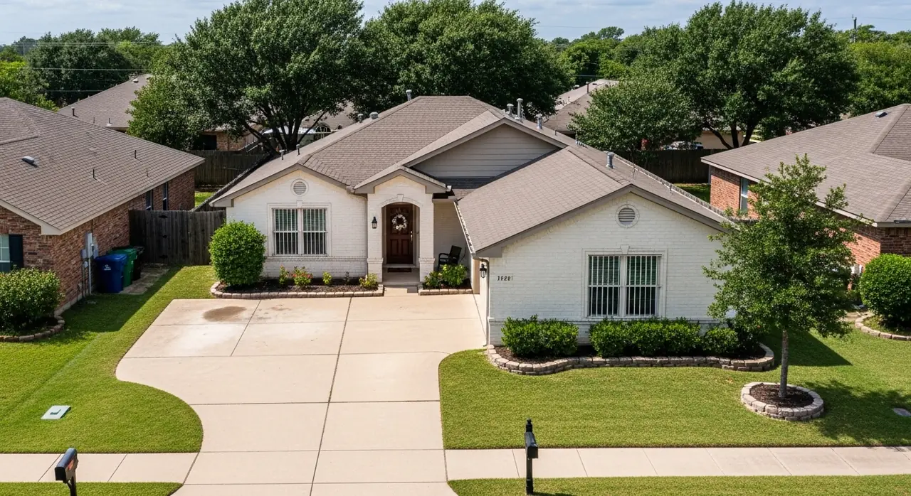 drone overhead texas suburban — residential setting
