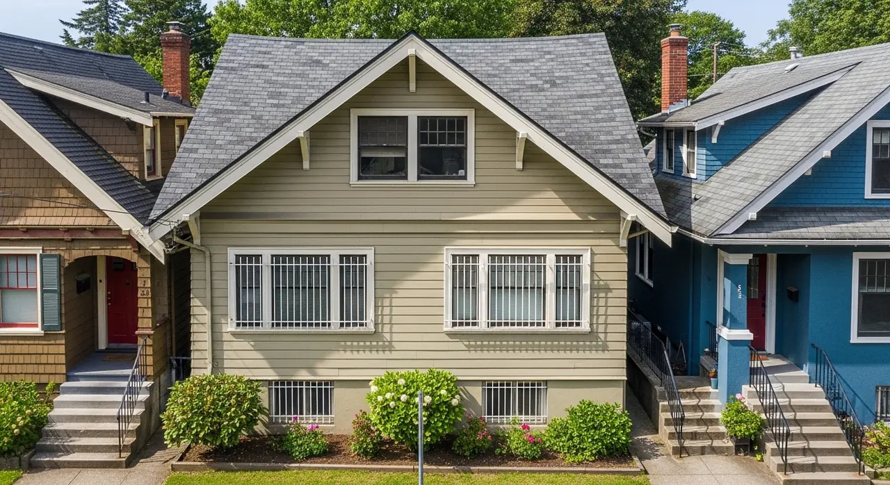 drone overhead washington bungal — residential setting