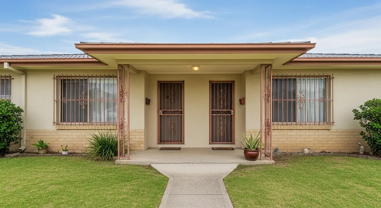duplex shared porch cul sac — residential setting